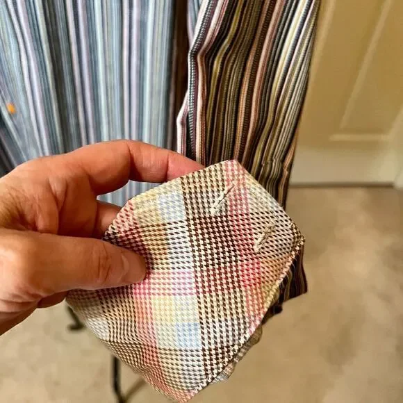 NWOT Men's Thomas Dean Button Front Striped Shirt Contrast Cuffs Size XL